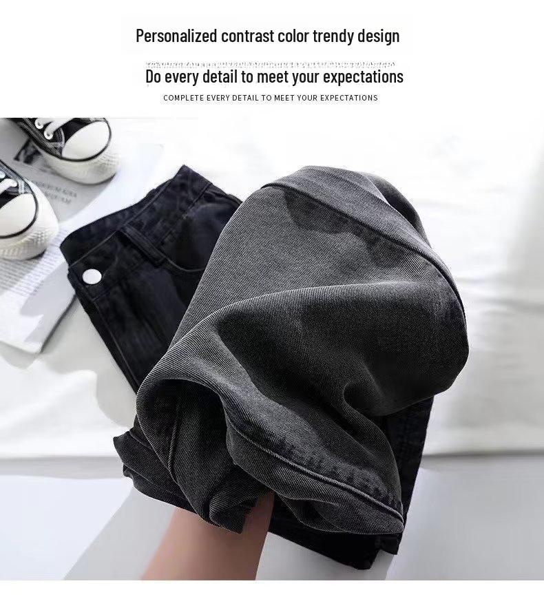 Pear-Shaped Gradient Tencel Straight Jeans: High-Waist, Wide-Leg, Plus-Size, Summer Ice Silk Mopping Pants for Women