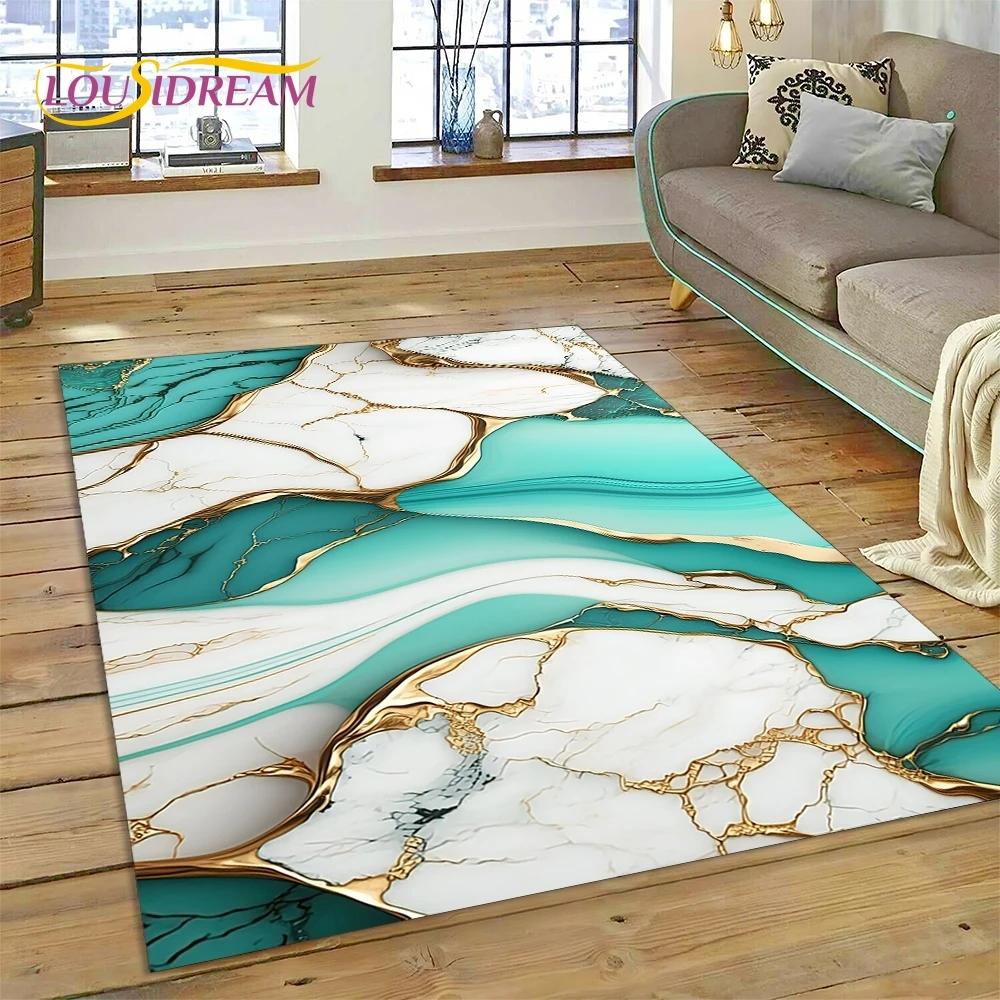 Luxurious Green Gold Colour Marble Dream Carpet Rug for Bedroom Living Room Sofa Decoration,Children Game Large Decor Floor Mat