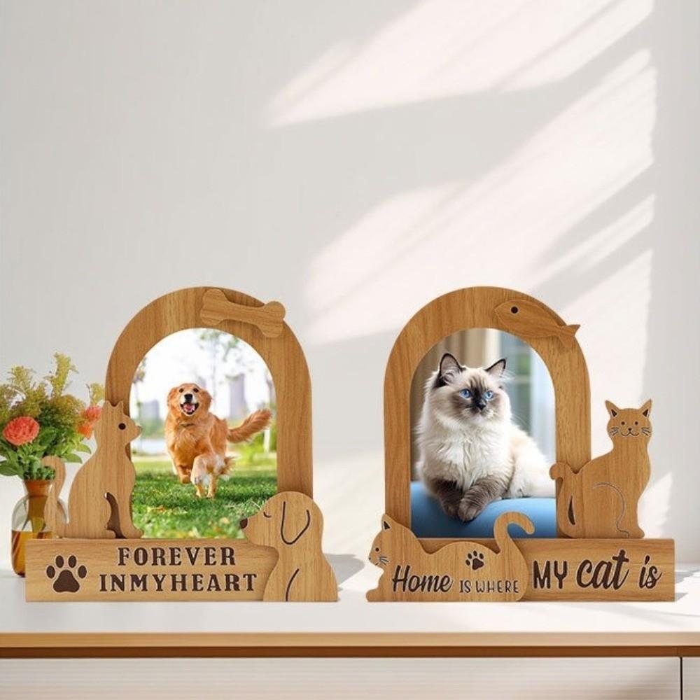 Wood Pet Photo Frame Dog/Cat Shape Photo Album Frame Picture Frame  Pet Lovers