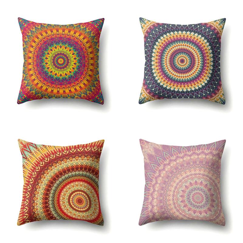 American Retro Ethnic Bohemian Polyester Pillow Case Car Decoration Home Printed Waist Rest Pillow Case