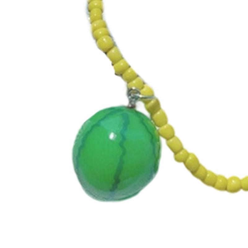 Vibrant Fruit Charm Necklace With Glass Beads Layering Style Casual Jewelry For Teens Everyday Wear