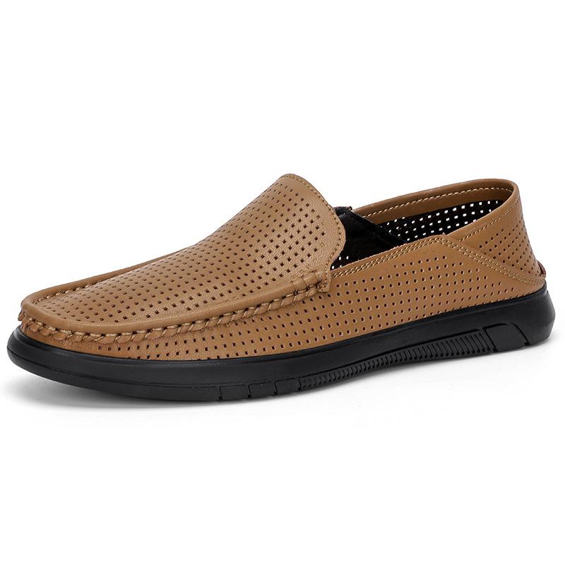 

Кожаная мужская обувь кожаная обувь на один педаль противоскользящая обувь мужская дышащая универсальная мягкая подошва мужская повседневная полая Doudou 45