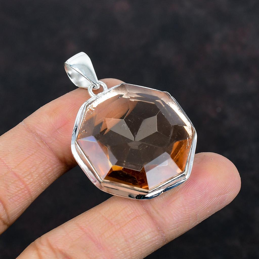 Faceted Morganite Pendant 925 Sterling Silver Pendant Very Pretty Gemstone Pendant Decent Jewelry Handmade Brand New Pendant Gifts for Women