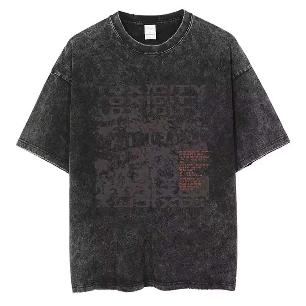 Hot System Of A Down Toxicity Album Graphic Washed Tshirts Men Women Rock Oversized T Shirt Vintage Alternative Loose Tshirts