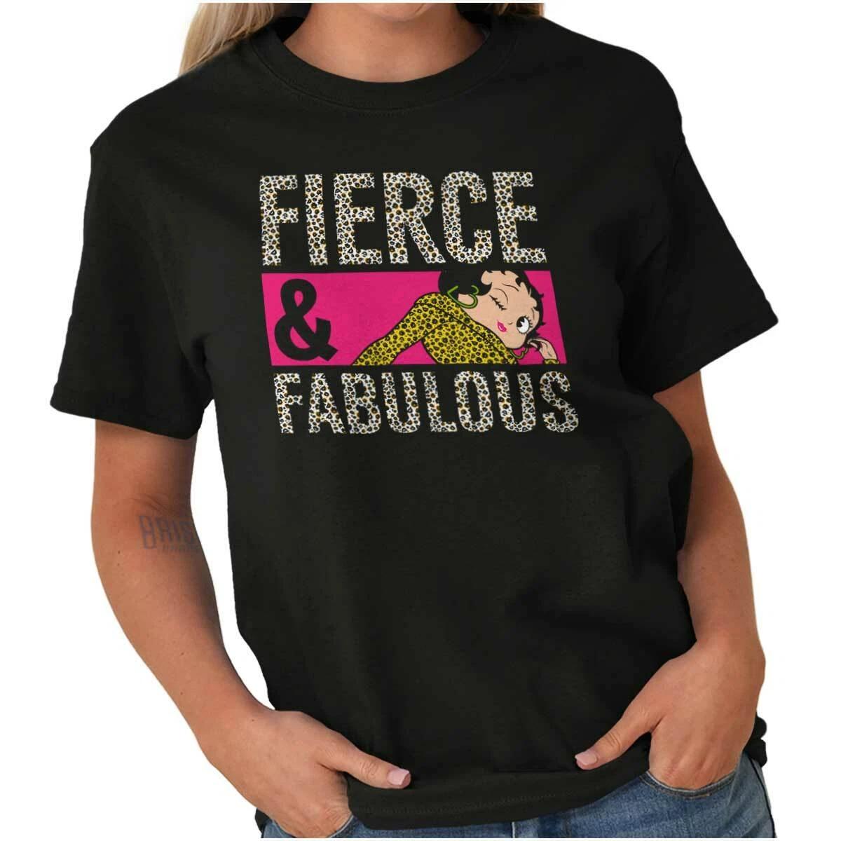 Cute Betty Boop Fierce and Fabulous Cheetah Womens Graphic Crewneck T Shirt Tee XXXXL