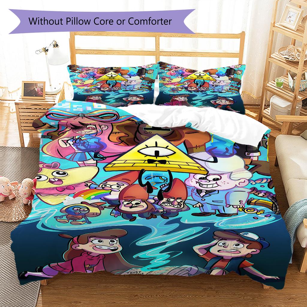 Gravity Falls  Pattern Bedding Quilt Set Quilt Cover Pillowcase Home Decoration Birthday Gift (1 * Duvet Cover + 2 * Pillowcase, Without Core)