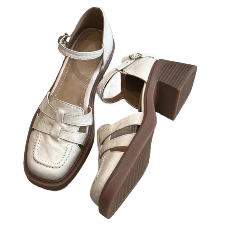 Fashion 2025  Ladies Shoes Closed Toe Women's Sandals Fashion Buckle Strap Office and Career Summer Cover Heel Heeled Sandals