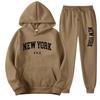 Unisex Casual Loose-Fit Hoodie Set with Letter Print Design
