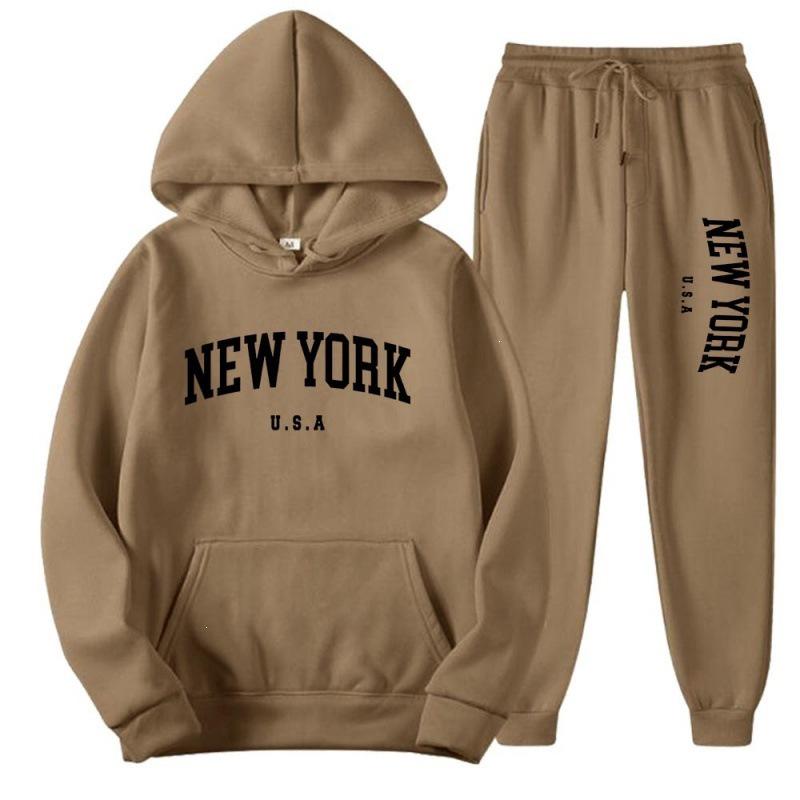 Unisex Casual Loose-Fit Hoodie Set with Letter Print Design