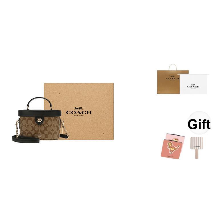 Coach Kay 20 Classic Allover Logo Box Bag Women Shoulder Bag Black Brown 78277-IMCBI