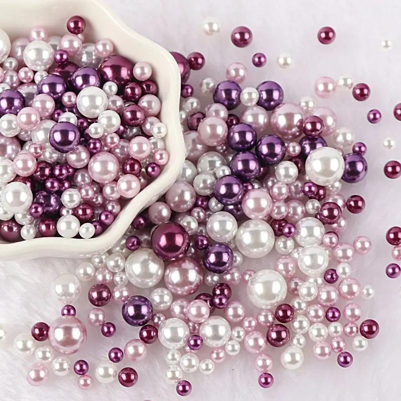 10g Mix Casuale 3-10mm Senza Foro Perla Imitazione ABS per Riempimento Vasi Pennelli Trucco Per Creazione Gioielli Fai da Te Decorazione