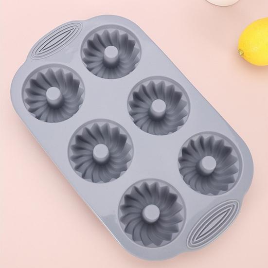 6-Cavity Silicone Cake Mold Non-stick Food Grade Easy Release DIY Round Cookies Donut Pudding Chocolate Fondant Jelly Baking Mold