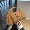 Women's Wicker Straw Shoulder Bag Handwoven Boho Basket Top Handle Messenger Bag