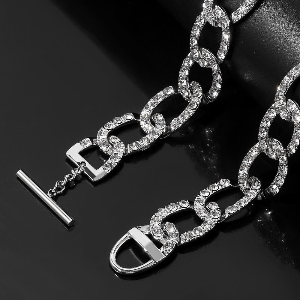 Parure De Bijoux 3 Pièces (Ras De Cou) - Strass Blanc & Métal Argenté - Neuf Avec Étiquettes
