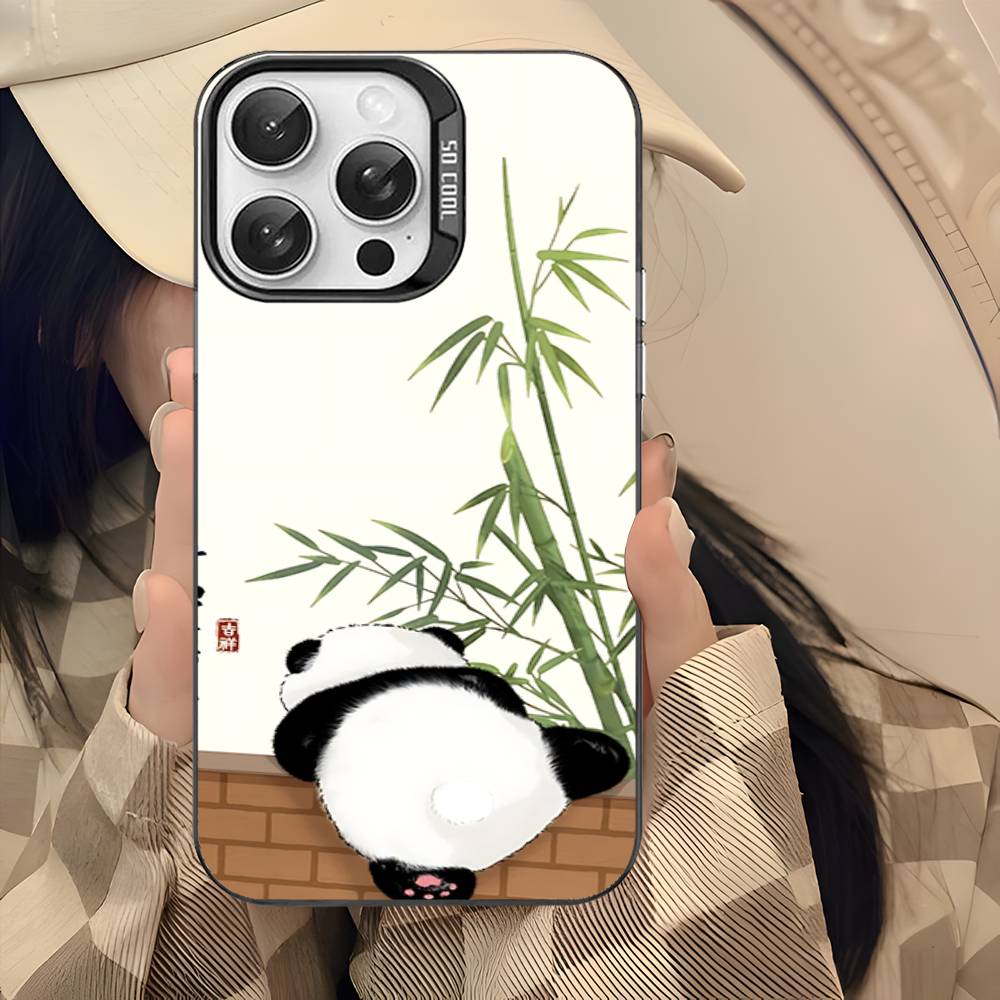 Cartoon Cute Panda Color Phone Case For IPhone 17 16 15 14 13 12 11 Pro Max Plus Pro Shell