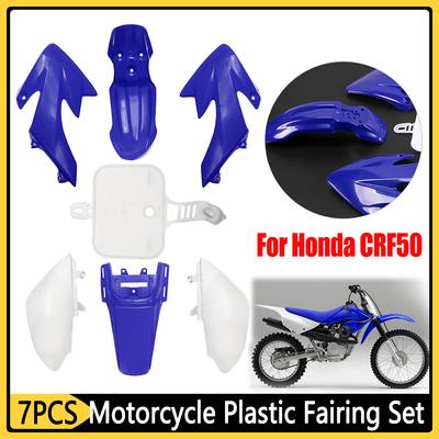 7-teiliges Motorrad-Kunststoffverkleidungsset für CRF 50 Dirt Pit Bike Blau Weiß Kunststoffe Moped Motocross Motorrad Zubehör