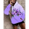 Womens Floral Print Hooded Sweatshirt Soft Comfortable Casual Pullover Daily Wear