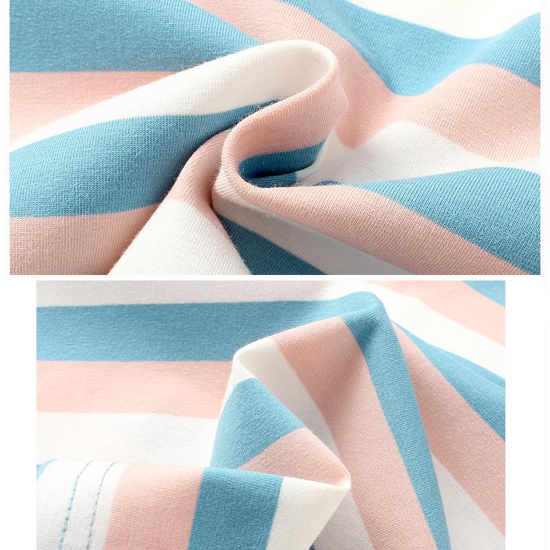 Kız Çocukları İçin Uyumlu Çizgili Kısa Kollu Tişört Çocuk Yazlık Nefes Alabilen Üst Yazılı