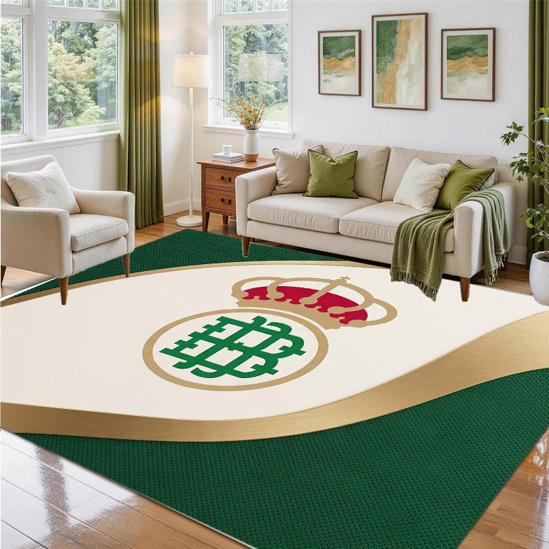 Real Betis Football Design Crystal Velvet Rug Soft Decorative Mat for Bedroom Entrance
