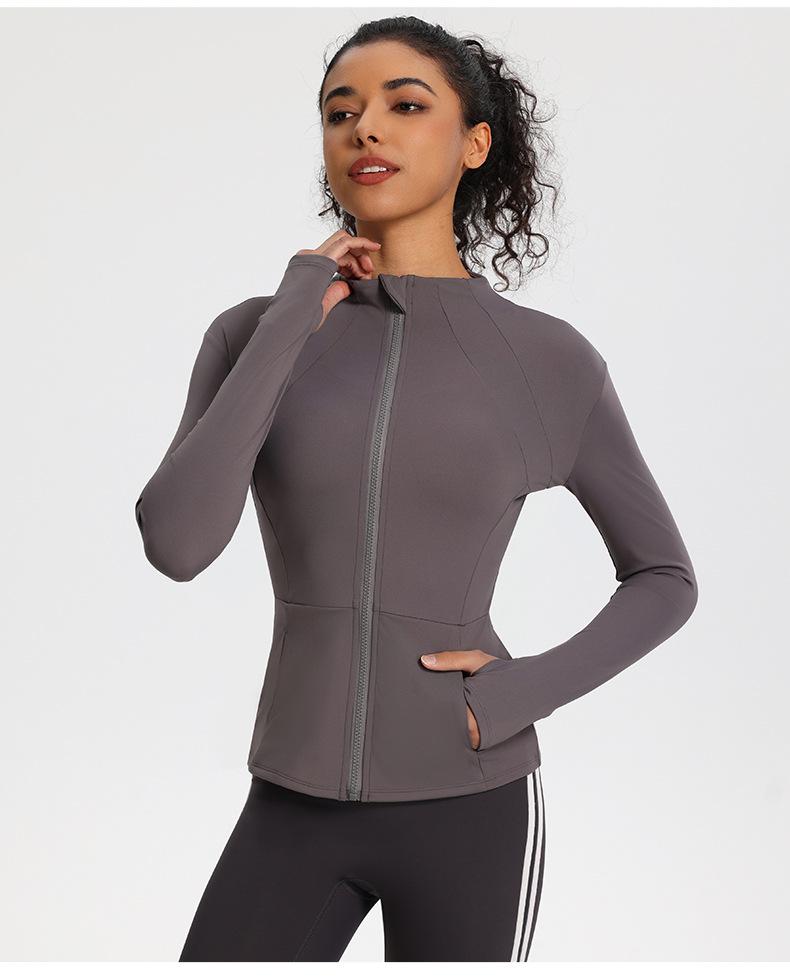 Giacca da Corsa da Donna Slim Fit ad Asciugatura Rapida - Manica Lunga, Top Casual con Zip per Palestra e Yoga, Primavera/Autunno.