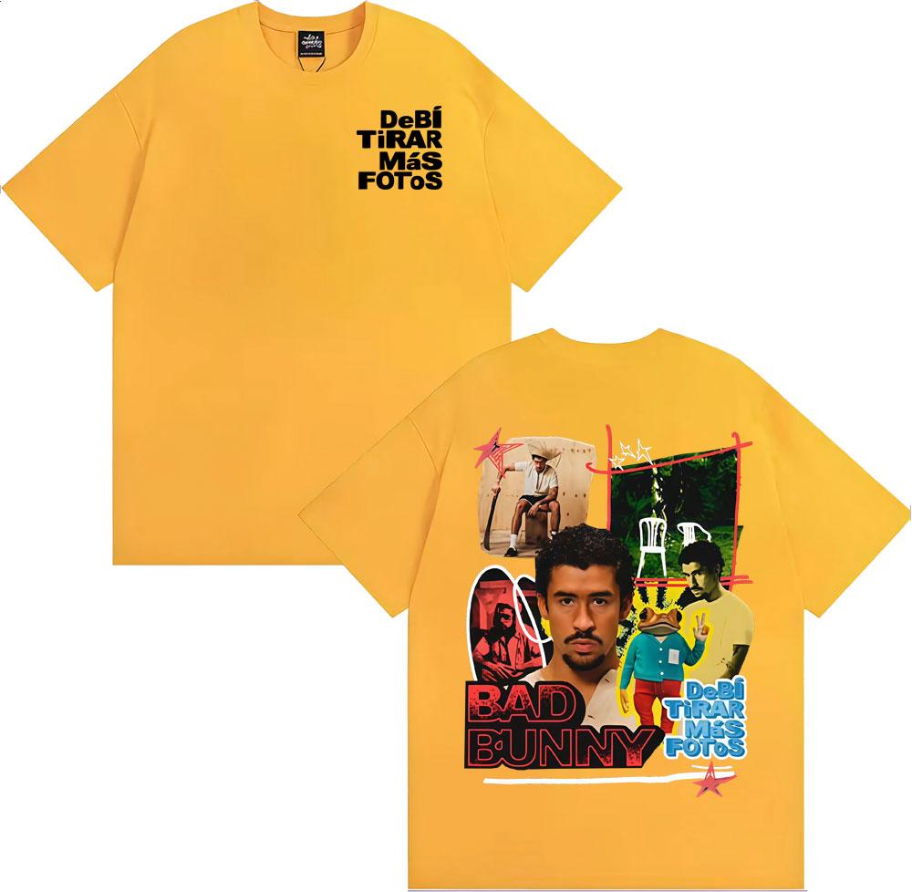 Rapper Bad Bunny Debi Tirar Mas Fotos DTMF Album Tshirts Men Women Fashion Retro Short Sleeve T Shirt 100 Cotton Loose Tshirt