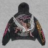 2026 Skull Print Hoodie Men - Lightweight Air Layer Sweatshirt Casual Streetwear Long Sleeve Pullover With Front Pocket