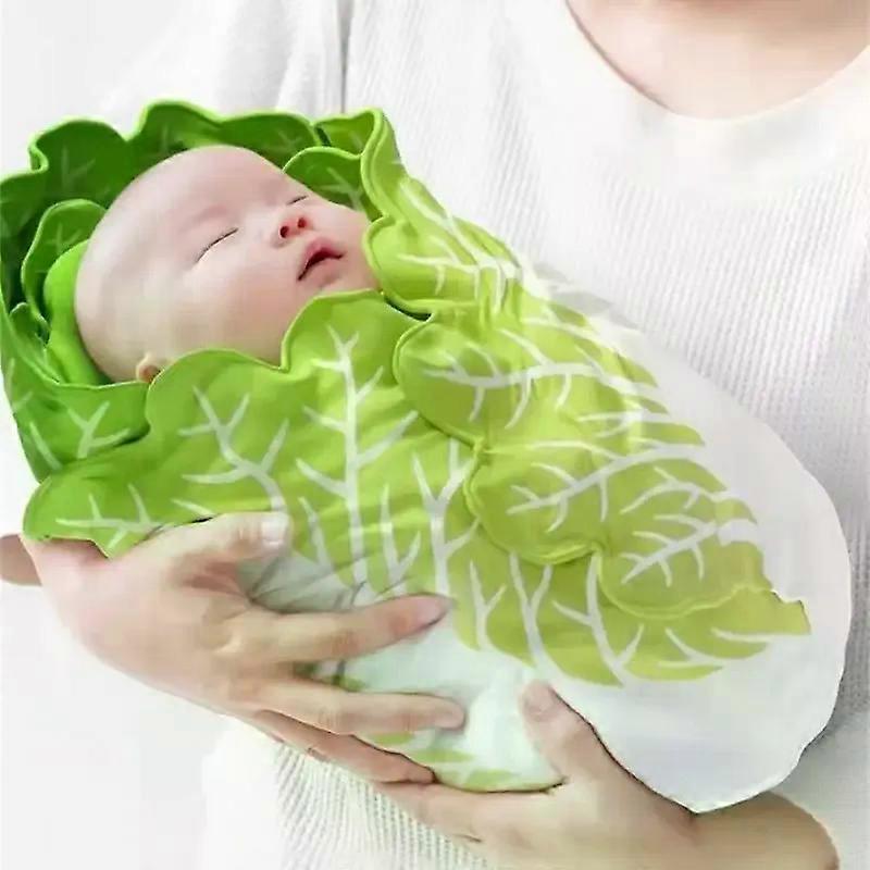 Baby Flannel Baby Wrap Blanket with Hat Pancake Chinese Cabbage Blanket Baby Warm Quilt