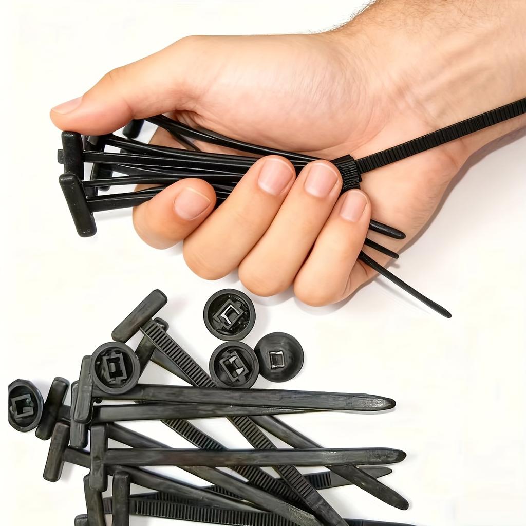 5/30/150SET Self-Locking Cable Tie Clip Heart-shaped Pin Black Universal Fastening Cable Tie