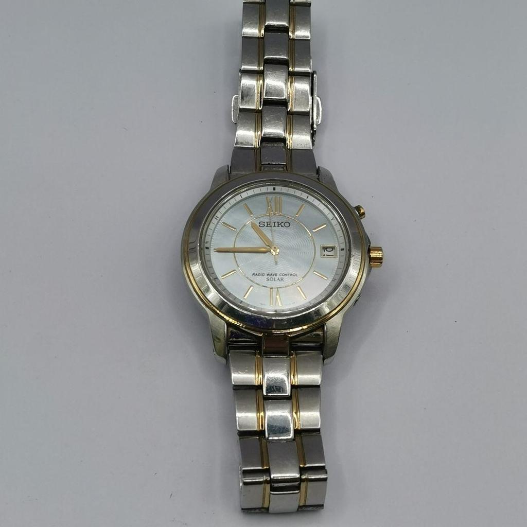 Used SEIKO Radio Solar 7B22-0BK0 Silver Combi Shell Dial