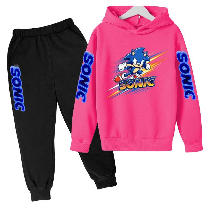 Children's Fall Winter Hooded Sweatshirts Men's Women's Styles Ages3-12cartoon Anime Cat Clothing Long-sleeved Shirt+pants Set