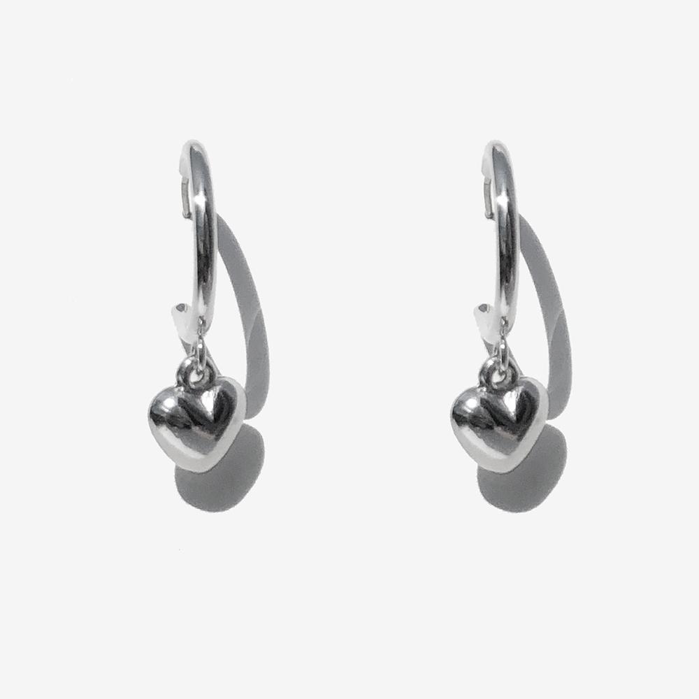 Rush Off Love Me Heart Ring Earring / Love Me Heart Ring Earrings (Silver Post)