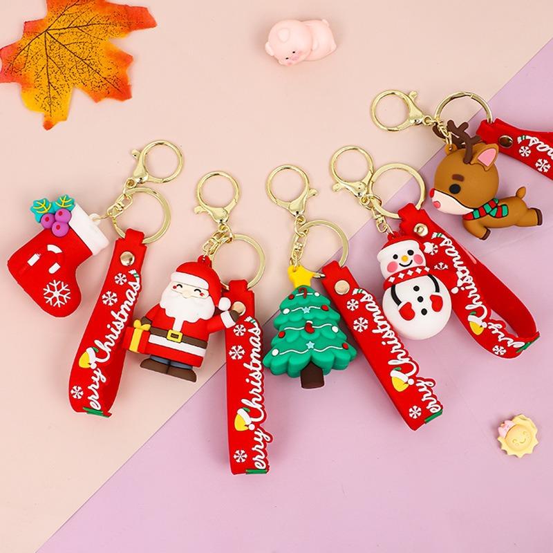 

Luxury Christmas Ornaments Christmas Tree Doll Cartoon Key Chain Car Interior Bag Pendant Holiday Gifts