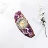 Yousheng Women Watch Shiny Rhonestone Flower Butterfly Decor Hollow Out Color Matching Stainless Metal Decorative Quartz Movement Round Dial Wrist