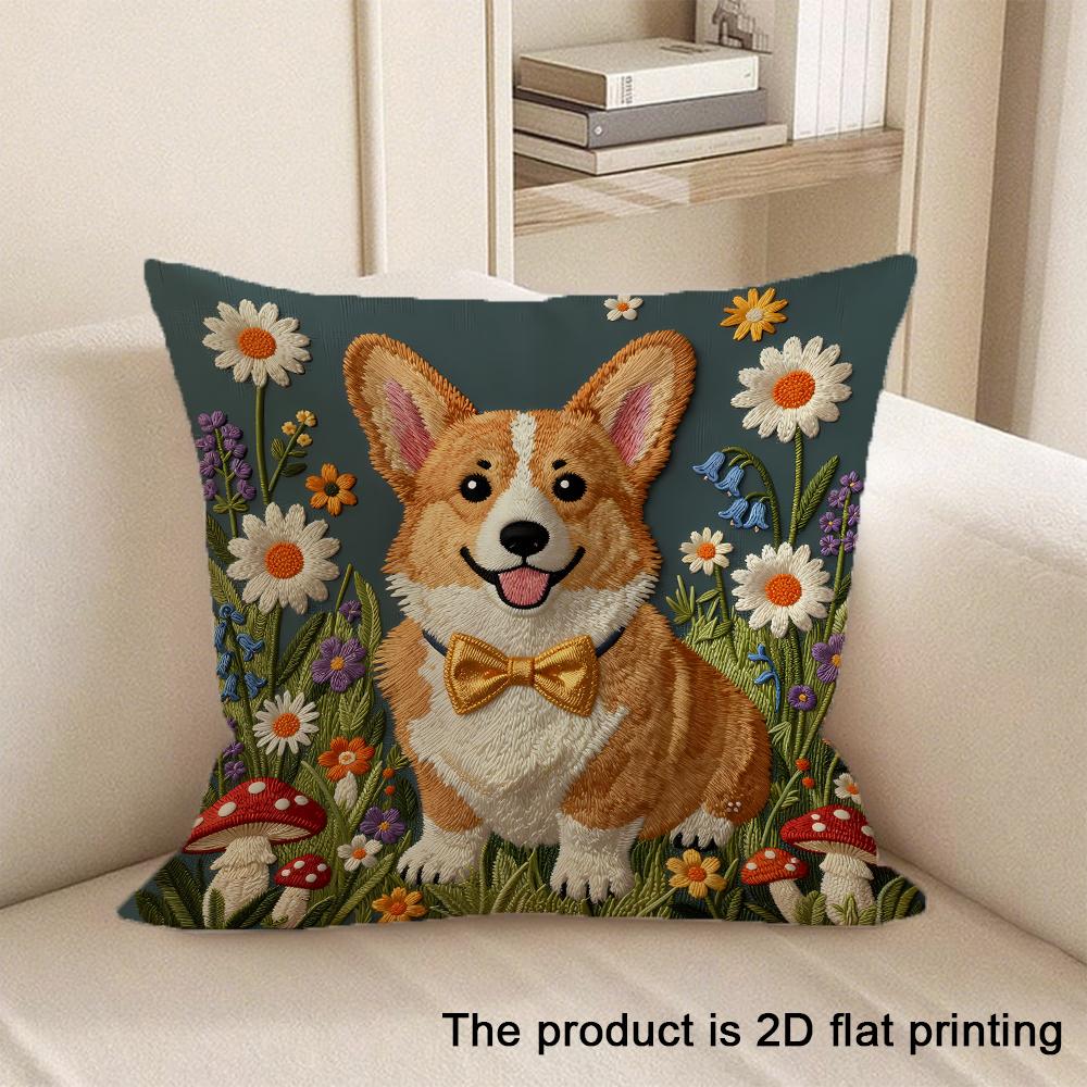 1Pc Adorable 2D Flat Printed Pet And Animal Patterned Pillowcases Sofa Cushion Cover Home Bedroom Room Decoration