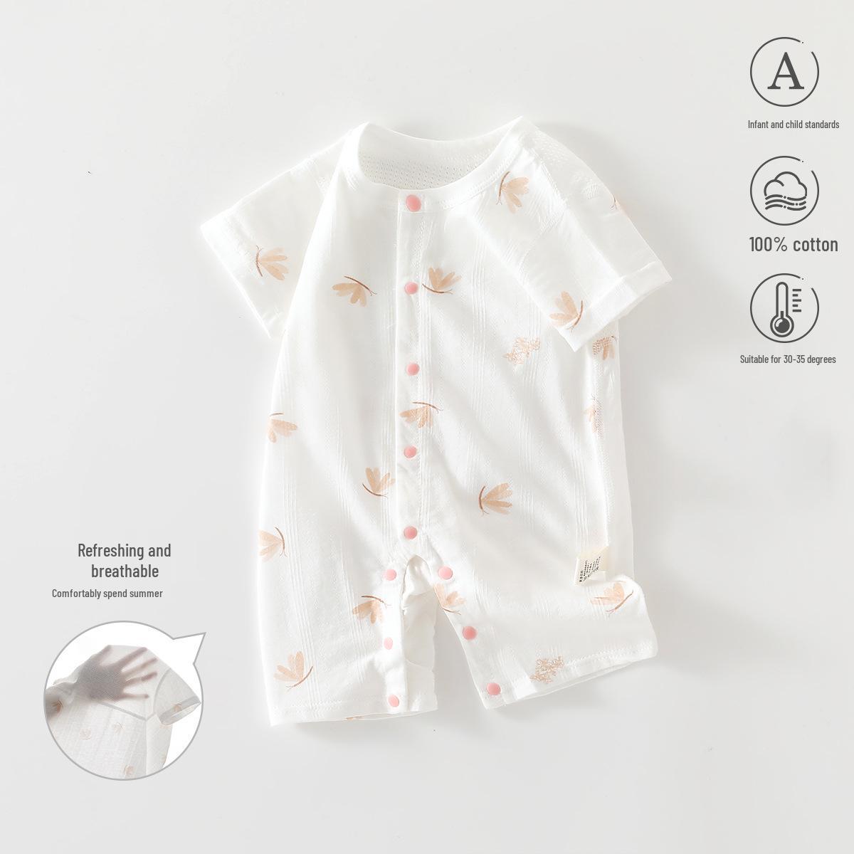 Дышащий детский хлопковый сетчатый ромпер - Летний комбинезон с коротким рукавом 73 cm