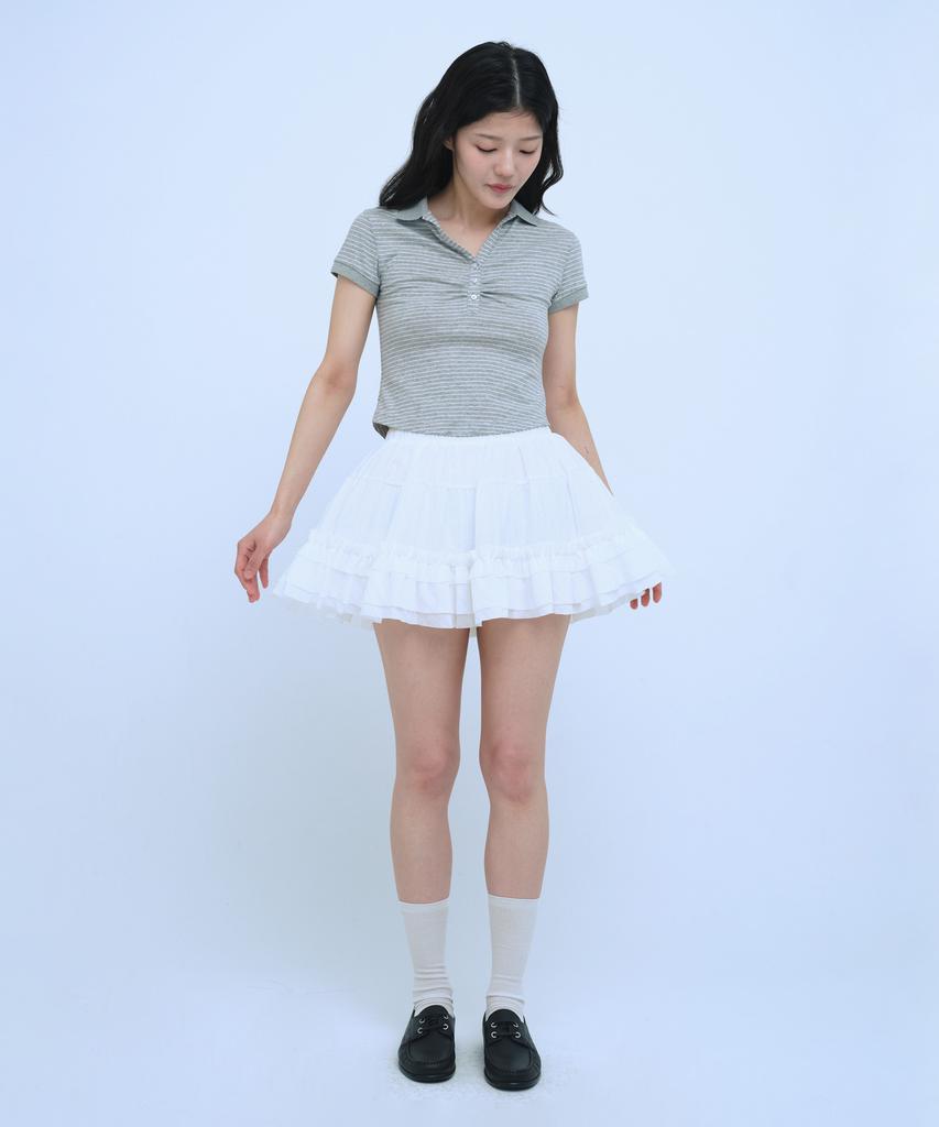 Kyuliti C Shirring Cancan Skirt_White