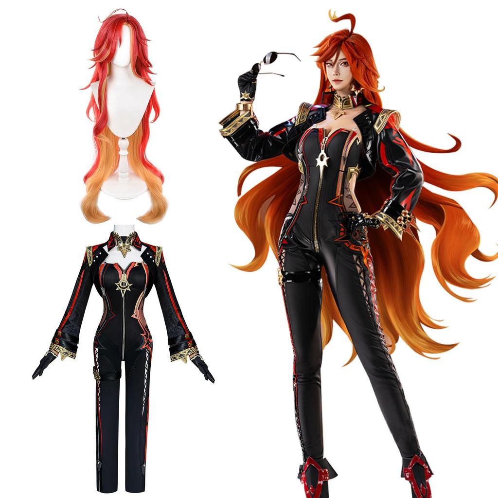 Cosplay Mavuika s parukou Enjin Genshin Cosplay Kostým Kostým pro dospělé Kulturní festival Akce Kostým jeviště Oblečení Mavuika Cosplay Paruka [Kamizu Ryohin]