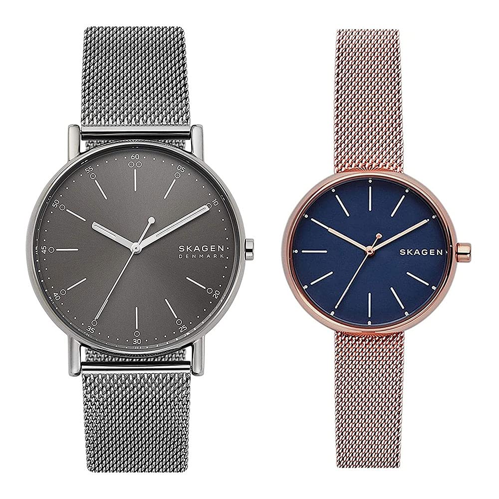 

SKAGEN Pair Watch Storage Box Gray Rose Gold Mesh Stainless Steel Bracelet SKW6577SKW2593 Watch [Skagen] Men s Women s [Item]