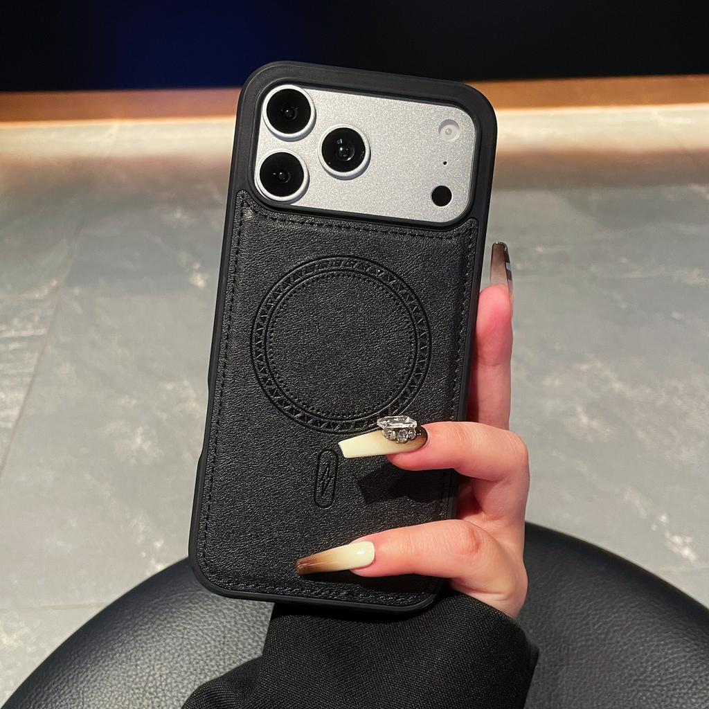 Vintage PU Leather For Magsafe Phone Case For iPhone 17 Air16 15 14 13 12 Pro Max 11 XR Soft Shockproof Bumper Business Cover