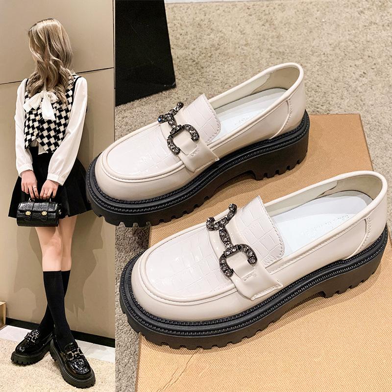 Loafers women's platform black retro breathable single shoes 2025 new autumn British style small leather shoes soft-soled women's shoes