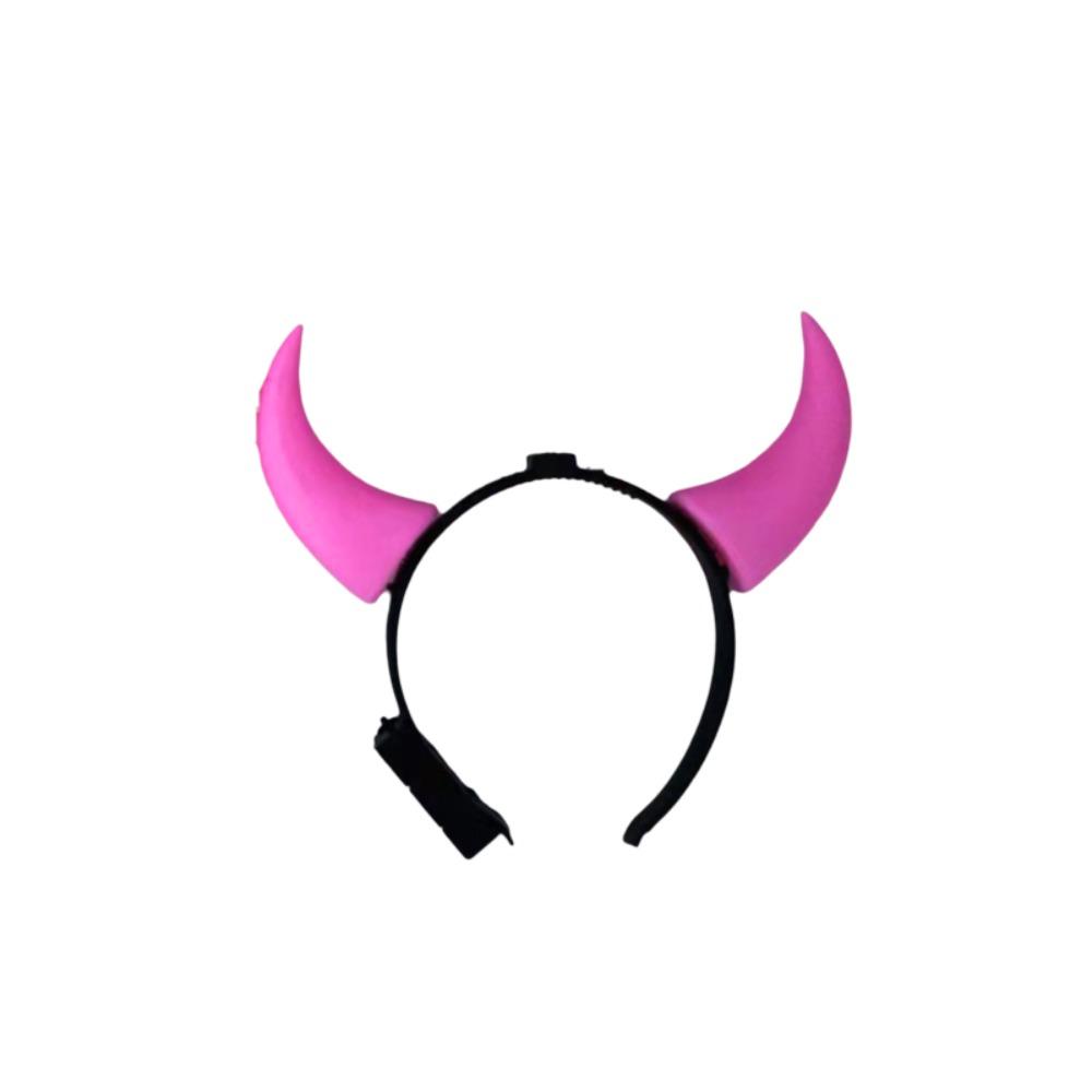 Glowing LED Devil Horn Hair Hoop with Anti-slip Small Teeth Bull Horn Head-wear Live Concert