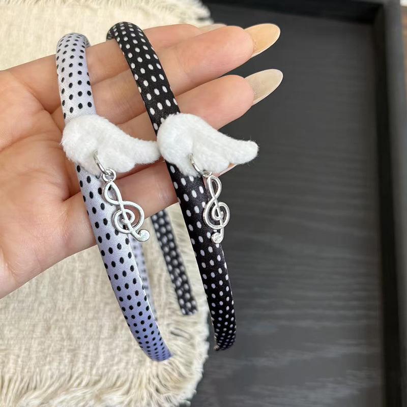 1Pcs New Cute Cartoon Polka Dot Music Note Headband, Sweet Girly-Style Hairband, Versatile Hair Clip And Hair Accessory