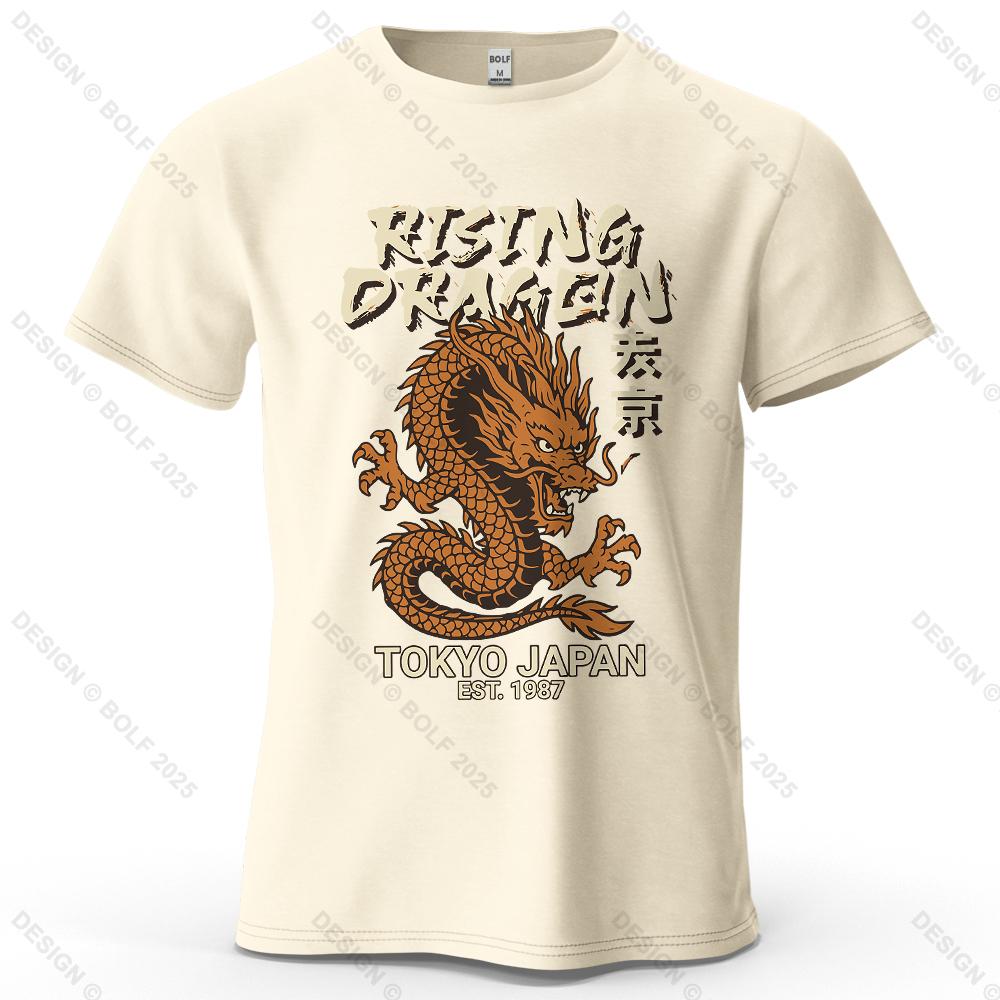 

Rising Dragon Tokyo Dynamic Printed Men s T-Shirt 100% Cotton Oversized Cultural Graphic Tees for Women Tops Tees Streetwear 4XL