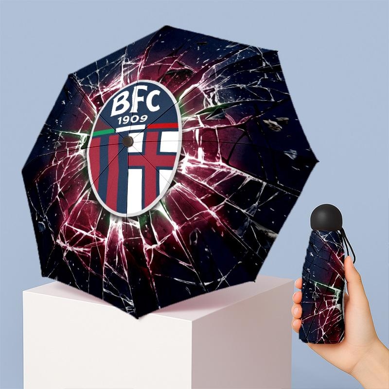 Bologna FC Mini 5 Fold Pocket Umbrella Compact Lightweight Anti UV Rain Sun Protection Umbrella Portable Travel Umbrella