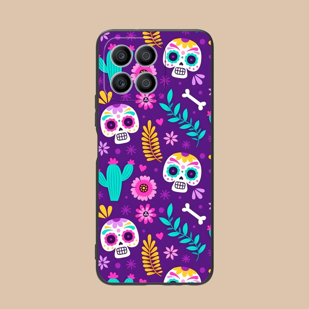 

Day of the Dead Matte TPU Mobile Phone Case for Honor 90 80 70 60 50 30 20 10 9 8 7 Pro S SE Lite 5G Colorful Printing Cover Honor 8