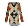 Women's Fashion Casual Long Sleeve  Print Round Neck Pullover Top Blouse