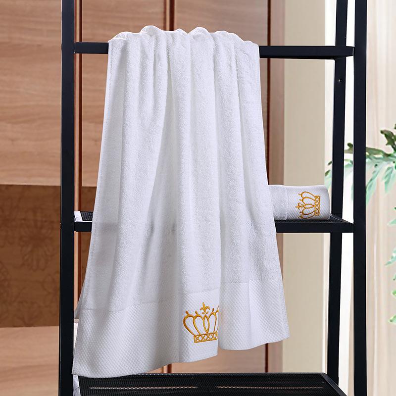 

Super Absorbent Cotton Towel for Adults Embroidered Crown White Hotel Bath Towel Beach Towel Bathroom Accessories face towel