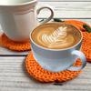 Autumn Crochet Pumpkin Coasters, Fabric Handmade Drink Pads, Fall Farmhouse Decoration, Table Accessory, Halloween Kitchen Gift.