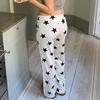 Women's Pant  Casual Micro Knit Fashion Loose Star Printed High Waisted Wide Leg Trousers