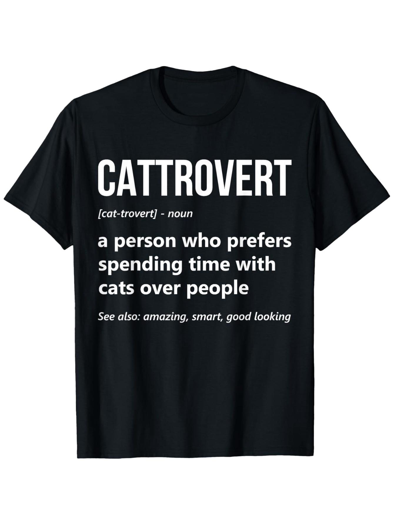 Cat Lover Funny Cattrovert Definition Kitty Kitten Cat Mom T-Shirt XXXXL